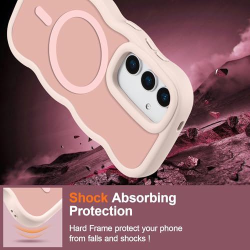 UEEBAI Magnetic for Samsung Galaxy S24/S25 5G Case, Cute Cover Compatible with MagSafe, Transparent Clear Wave Design Wavy Frame Matte Phone Case- Pink - color: Pink, size: Samsung Galaxy S24/S25 5G