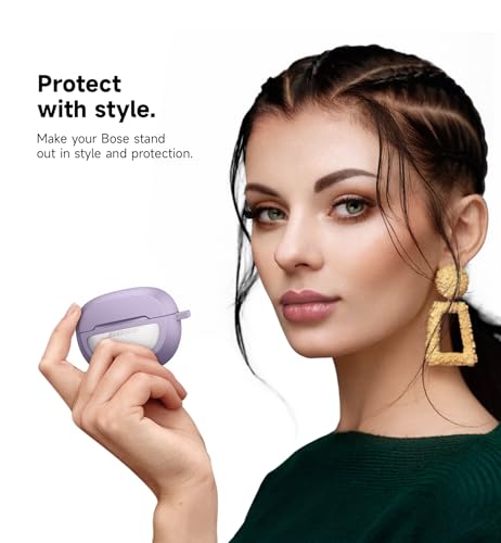 SURITCH Case Cover for Bose Ultra Open Earbuds(2024), Shockproof Protective Cover for Bose Ultra Open Wireless Ear Earbuds Charging Case Accessories with Carabiner, Purple - color: Purple