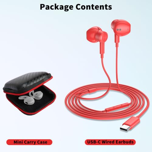 USB C Earbuds Wired Headphones for iPhone 18 Pro Max 17 16 17e,Red - color: Red