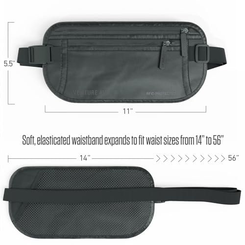 VENTURE 4TH Travel Money Belt, RFID Blocking Passport Holder - Sleek Gray - color: Sleek Gray