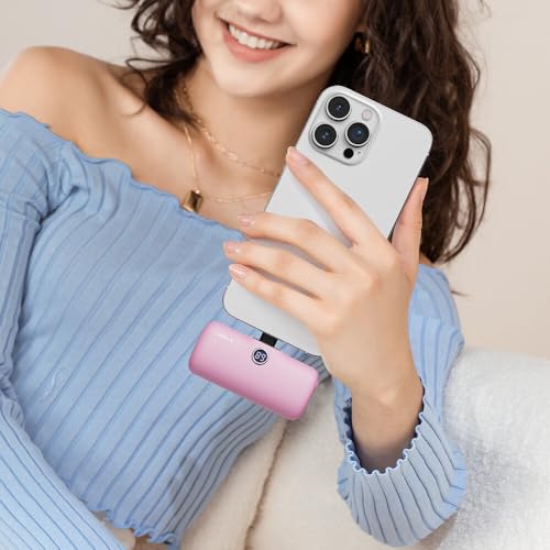 iWALK USB-C Portable Charger for iPhone 15/16, Mini 20W 4,800mAh Wireless Power Bank Fast Charging Travel Battery Pack Compatible with iPhone 16/15/15 Plus/15 Pro/15 Pro Max, Andriod Phone Samsung - color: LightPink