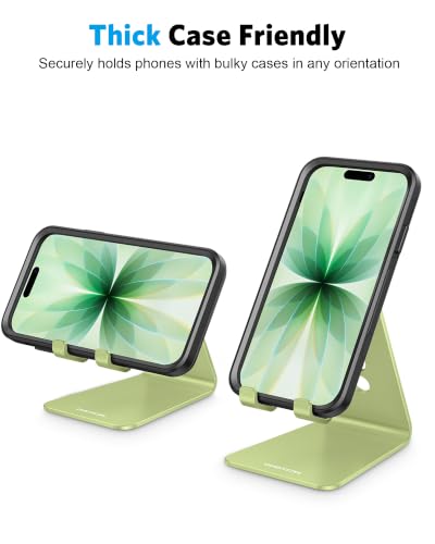 OMOTON C2 Adjustable Aluminum Cell Phone Stand with Charging Cutout, Green - color: Green