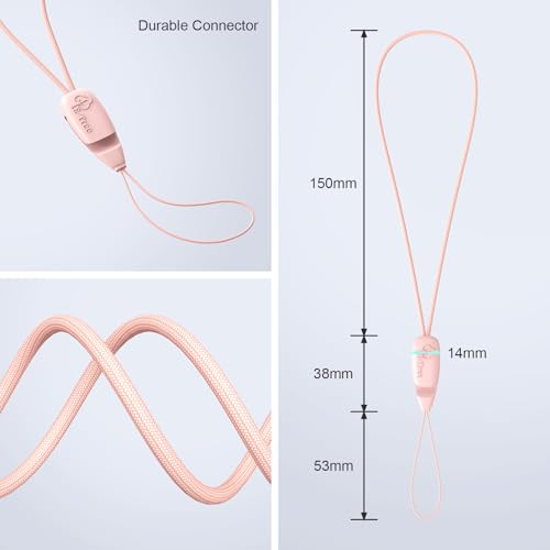 E-Tree 2 Pack Multi-Purpose Wrist Lanyard Hand Strap for Cell Phone Case Camera Airpods Keys Keychain Keys USB Flash Drive - color: Pink & Orange