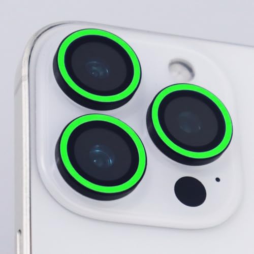 Luminous Camera Lens Protector for iPhone 16 Pro / 16 Pro Max Metal Ring Tempered Glass Glow in The Dark Lens Cover (3PCS) (Green, for iPhone 16 Pro/16 Pro Max) - color: Green