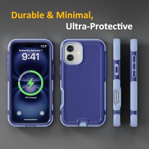 Follaroma Magnetic for iPhone 16 Case, Heavy Duty Cases, Blue-Purple,6.1" | Compatible with MagSafe, Heavy Duty Shockproof,Military-Grade Anti-Drop Protective,Dual Layer Magnetic Protection Phone Cover - color: Blue-Purple, size: iPhone 16 6.1''