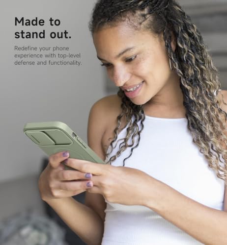 SURITCH for iPhone 13 Pro Max/12 Pro Max Case with Magnetic Camera Slide Cover and Adjustable Kickstand, Compatible with MagSafe, Shockproof Bumper Case Slim Protective Cover 6.7 Inch, Green - color: Green, size: IPhone 13 Pro Max/12 Pro Max-6.7"