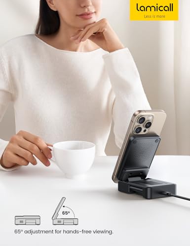 Lamicall Palm-Sized 3-in-1 Foldable Charging Station for Apple MagSafe - color: Matte Black