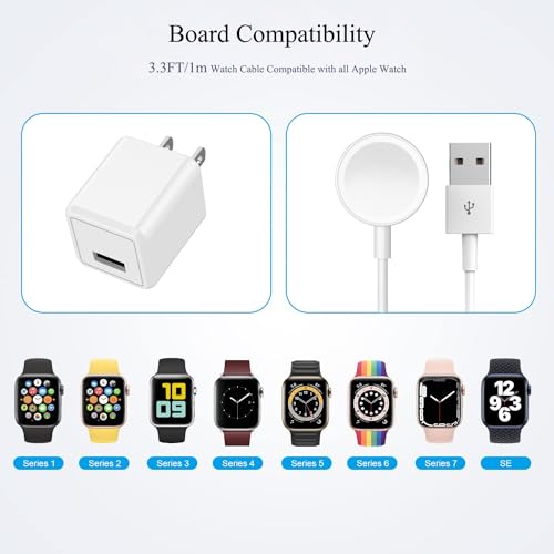 Compatible with 3.3FT Fast iWatch Charging Cord with USB Wall Charger Block - size: 3.3 ft