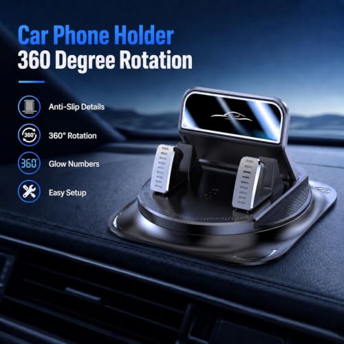 360 Degree Rotatable Car Phone Holder, Non-Slip Dashboard Cell Phone Holder, Universal Car Phone Mount Stand for Navigation and Viewing