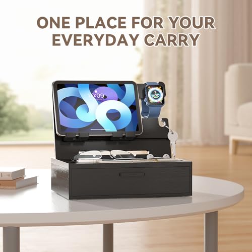 Pezin&Hulin Docking Station with Drawer, Nightstand Organizer - color: Black