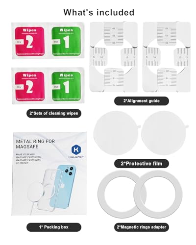 KALAPOP for Magsafe Magnet Sticker 2 Pack-Compatibile with MagSafe Accessories/Charger/Mount/Wallet/Case/Kindle for New iPhone 17/Air/16/15/14/13/12,Pixel 9,Samsung Galaxy Z Fold/Z Flip/S - color: White-2pcs Magnetic Ring
