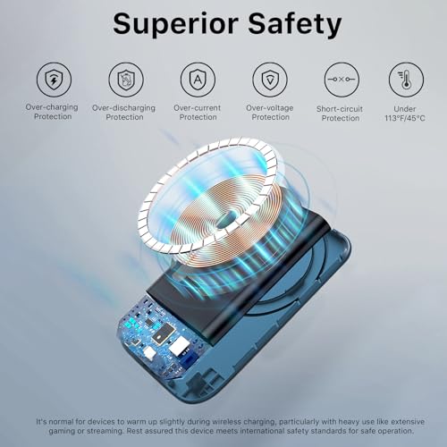 NOBIS Slim Magnetic Power Bank 22.5W 5000mAh with Built-in Cable - color: Blue