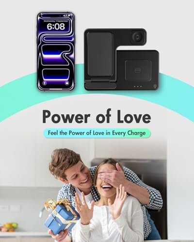 GETPALS Wireless Charger iPhone Charging Station for Apple Multiple Devices - color: Black