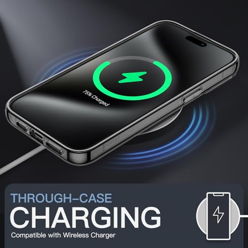 JETech Case for iPhone 15 Pro Max, Anti-Yellowing, Black | Shockproof Protection, Scratch Resistant Hard PC Back, Durable Transparent TPU Bumper - color: Black, size: iPhone 15 Pro Max