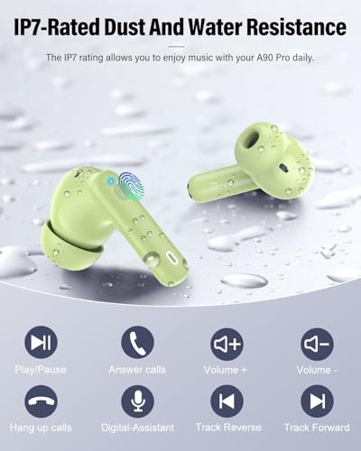 Wireless Earbuds, 2026 Bluetooth 5.4 Headphones Bass Stereo, Grass Green - color: Grass Green