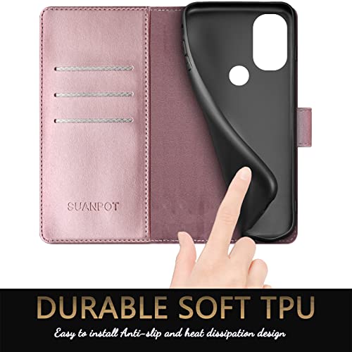 SUANPOT for Motorola(Moto G Power 2022) Wallet case 【RFID Blocking】 Credit Card Holder, Flip Folio Book PU Leather Phone case Shockproof Cover for Women Men Power2022 Rose Gold - color: Rose Gold