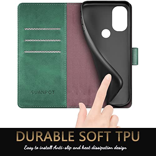 SUANPOT for Motorola(Moto G Power 2022) Wallet case 【RFID Blocking】 Credit Card Holder, Flip Folio Book PU Leather Phone case Shockproof Cover for Women Men Power2022 Sea Green - color: Sea Green