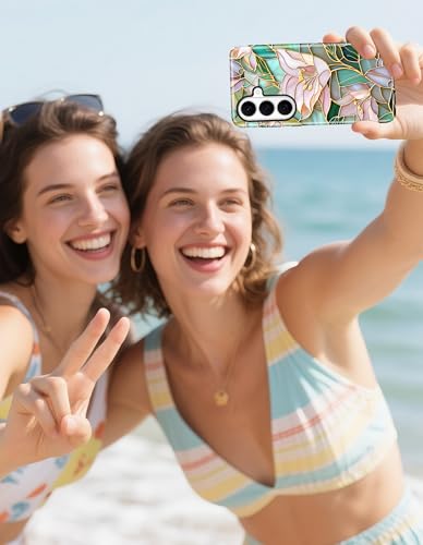 Magnetic Flower Phone Case for Samsung Galaxy A16 5G, Lily | Compatible with MagSafe, Cute Aesthetic Stained Glass Floral Design, TPU and PC Protective Phone Cover for Women Girls - color: Lily Flower