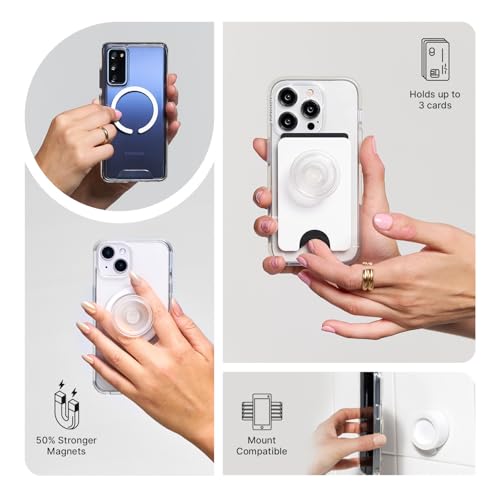 PopSockets Phone Grip for MagSafe, Magnetic Holder- Clear Glitter - color: Clear Glitter, style: MagSafe