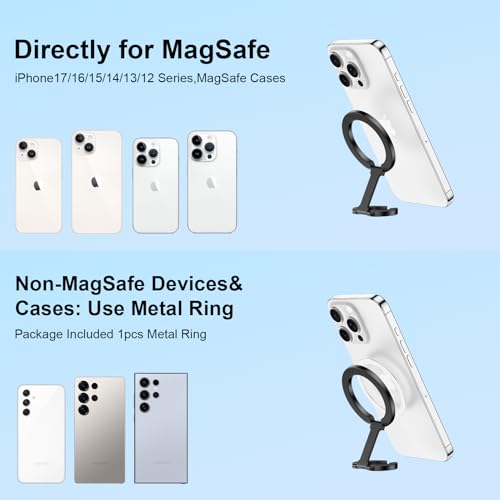 Magnetic Ring Holder Dual-Sided MagSafe Phone Grip for iPhone 17 16 Pro Max - color: Pure Black