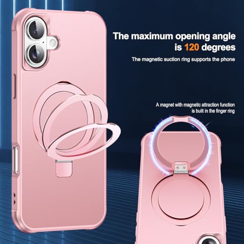 SKYLMW Compatible with iPhone 17 Case with Stand,Rose Gold | iPhone 17 Phone Case 6.3",Magnetic Ring Stand,Compatible with MagSafe,Military-Grade Protection,Great Grip Feeling - color: Rose Gold, size: Iphone 17