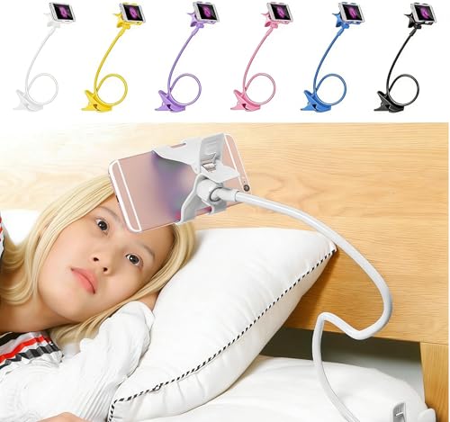Gooseneck Phone Holder for Bed, Adjustable Clamp for Desk - 360° Cell Phone Clips Bed Stand Holder, Mount Stand Long Flexible Lazy Arm Clips Holder for Cellphone (Pink) - color: Pink