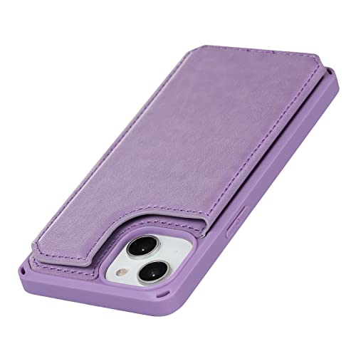Cavor for iPhone 14 Wallet Case with Card Holder for Women, Purple - color: C-Purple