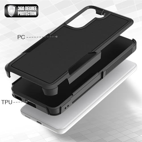 TENOC Phone Case for Samsung Galaxy S21 5G, Black Case Heavy Duty Protective Cover Shockproof Rugged Bumper - color: Black Solid, size: S21