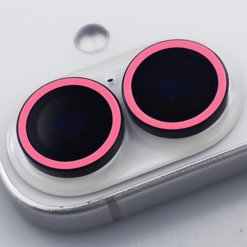 BONVAN for iPhone 17 Camera Lens Protector Glow in the Dark Tempered Glass Screen Accessories Luminous Lens Cover (2PCS) (Pink) - color: Pink