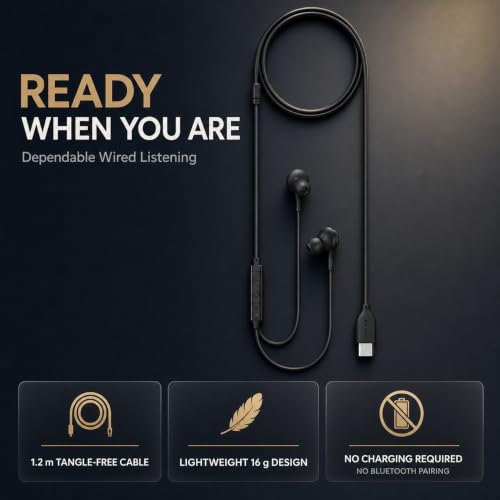 Betron USB C Headphones Wired Earbuds