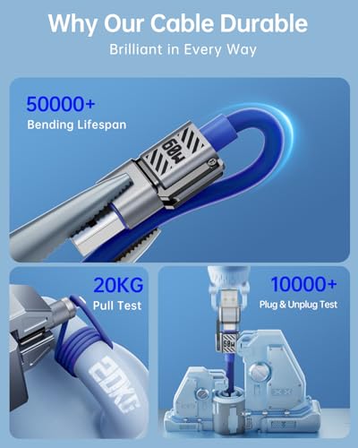 4 in 1 USB C Cable 60W 5FT Fast Charging & Data Transfer - color: Blue, style: 60W