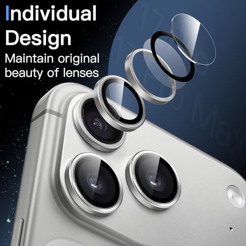 JETech Camera Lens Protector for iPhone 17 Pro/17 Pro Max, Silver, 1 Set - color: Silver