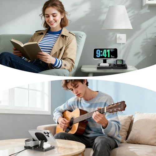 3-in-1 Foldable Magnetic Wireless Charger,15W Fast Charging Pad for Travel