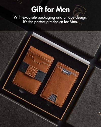 iwantit 3 in 1 Magsafe Wallet Men: Bifold Wallet + Magnetic Wallet for iPhone - Detachable Cash Strap, Smart Pop Up Card Holder, ID Window, Premium Leather (Orange-red) - color: Orange-red