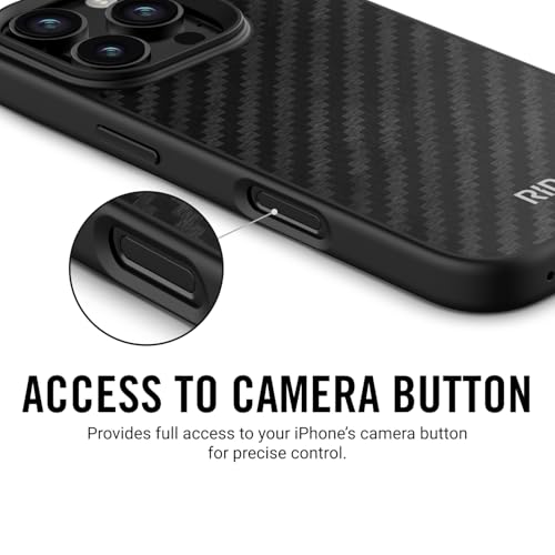 Ridge Case Compatible with iPhone 16 PRO - Compatible with MAGSAFE & Wireless Charging, Aluminum Control Buttons, Dual-Layer Construction, TPU Bumper with Drop Protection (Carbon) - color: Carbon, size: iPhone 16 Pro