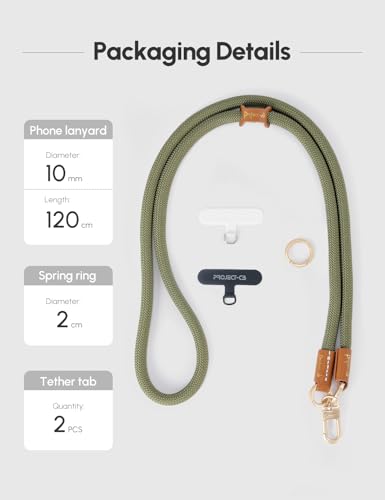 Phone Lanyard 1, Tether Tab 2, Crossbody Cell Phone Lanyard,Rope Lanyard,Universal Adjustable Phone Strap - color: Green-g
