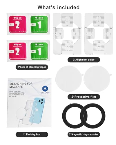 KALAPOP for Magsafe Magnetic Ring,2 Pack- Compatibile with MagSafe Accessories/Charger/Mount/Wallet/Case/Kindle for iPhone 17/Air/16/15/14/13/12/11, Pixel 9, Samsung Galaxy Z Fold/Z Flip/S - color: Black-2pcs Magnetic Ring