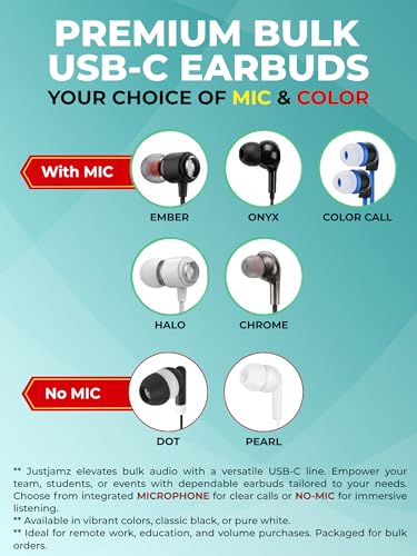Halo 30-Pack USB C Wired Earbuds with Mic, Type C in-Ear Headphones with Volume Control, Bulk Headphones Compatible with iPhone 17 16 15 Pro Max, iPad, Galaxy S26 S25 S24 S23, Pixel - White - size: 30 Pack