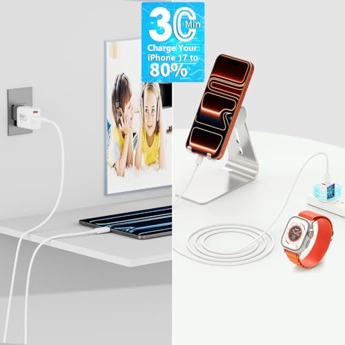 Apple MFi Certified iPhone 17 Charger Fast Charging 4Pack 60W USB C Charger - color: Pure White