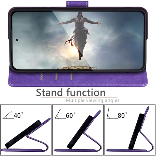 SUANPOT Compatible with Samsung Galaxy S26 Wallet case with RFID Blocking Credit Card Holder,Flip Book PU Leather Protective Cover Women Men for Samsung S26 Phone case Purple - color: Purple, size: Samsung Galaxy S26