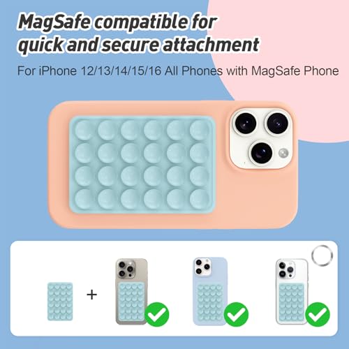 Magnetic Suction Phone Mount for MagSafe Case,Silicone Sticky (Blue) - color: Blue