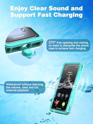 APRUT Waterproof Phone Pouch Case 7.5", 2025 Upgraded IPX8 Waterproof Phone Case for Snorkeling, Universal Fit for iPhone 16 Pro Max 15 14 13, Galaxy S25, Beach Vacation Essentials (Cyan) - color: Cyan