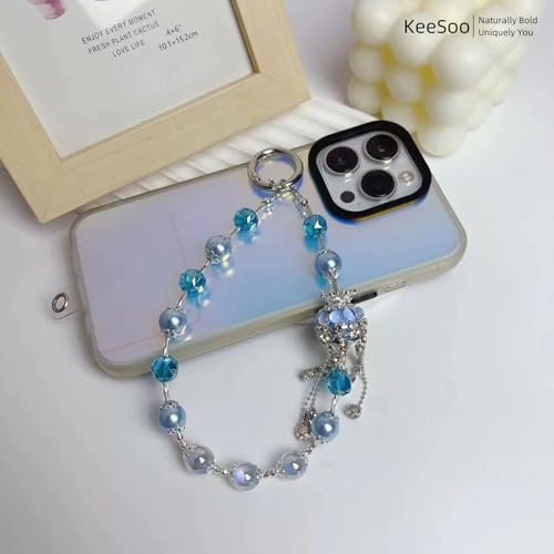 Blue Royal Crystal Crown Original Design Phone Charm with 2 Tether Tabs – Stylish, Durable, and Hands-Free Phone Chain – Compatible with iPhone, Samsung, Pixel & More - color: 07 Blue Royal Crystal Crown