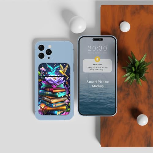 Phone Credit Card Holder Stick on, Phone Case Wallet, Cell Phone Pocket Self Adhesive Stretchy Lycra Stick on Wallet ID Credit Card Case Pouch Sleeve for All Smartphones, Book Lotus - color: Phone Case Wallet-609
