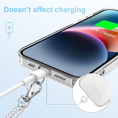 SHANSHUI Phone Lanyard Tether, Stretchy Phone Strap Patch Anchor Outdoor Climbing Hook Compatible for Most Smartphones - color: White Blue