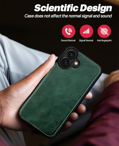 OCASE for iPhone 16 Plus Case Detachable Wallet Case with Card Holder, 2 in 1 Pu Leather Flip Folio with RFID Blocking Stand Wrist Strap Shockproof Phone Cover 6.7 Inch 2024, Blackish Green | Removable magnetic case, with hand strap, wireless charging, ca