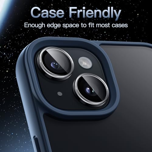 JETech Camera Lens Protector for iPhone 15/15 Plus, Midnight, 1 Set - color: Midnight