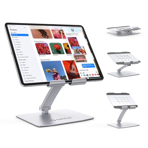 ORICO Sturdy Aluminum Foldable Tablet Stand, Fits iPad 12.9", FB1, Silver - color: Silver