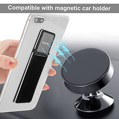 4 Pieces Phone Grip Strap Telescopic Phone Kickstand Elastic Finger Holer Hand Strap Adhesive Loop for Phone Grip with Stand Compatible with Most Smartphones (Black, Silver, Gold, Rose Gold) - color: Black, Silver, Gold, Rose Gold