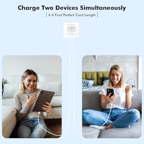 iPhone 17 Charger,Apple Charger Fast Charging,2Pack Dual Port Power Delivery Apple Charging Block,6FT USB C to C iPhone 17 Charge Cable,USB C Charge for iPhone 17/17 Air/16/15 Pro/iPad Pro/Air/Mini - size: 6FT